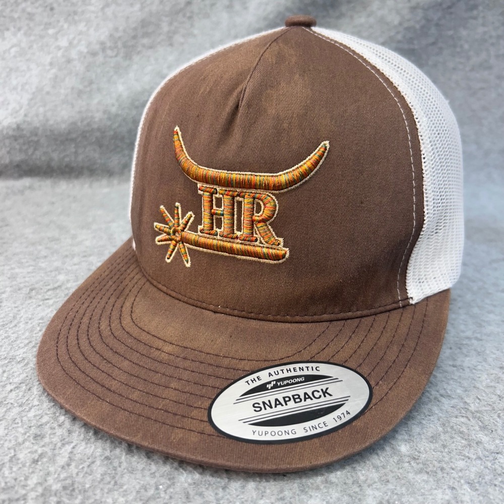 HR Longhorn Spur Mens Brown Yupoong Trucker Hat Snapback Western OSFM